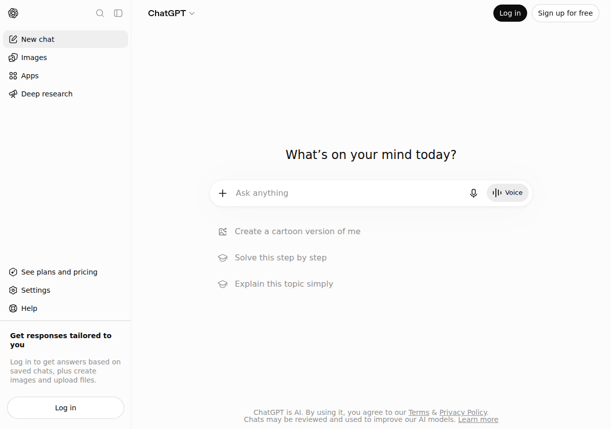 The ChatGPT interface ready for a keyword brainstorming prompt